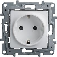 Розетка с заземлением без рамки Legrand Etika 1-м. шторки белый картинка